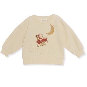 Kids Cream Sweatshirt with Santa and Moon Design